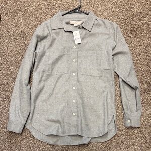 LOFT Heather Gray Button Down Shirt